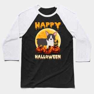 Boston Terrier Dog Scary Pumpkin Halloween Costume Baseball T-Shirt